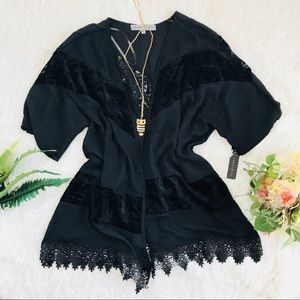 Always Fabulous women black lace trim cardigans
